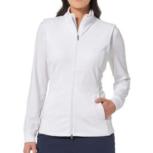 Women's Greg Norman Ribbed Full-Zip Vest White Size XL NWT